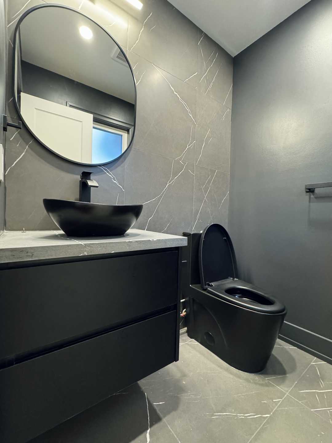 Powder room （custom black vanity with two U SHAPE drawers, - Image 4