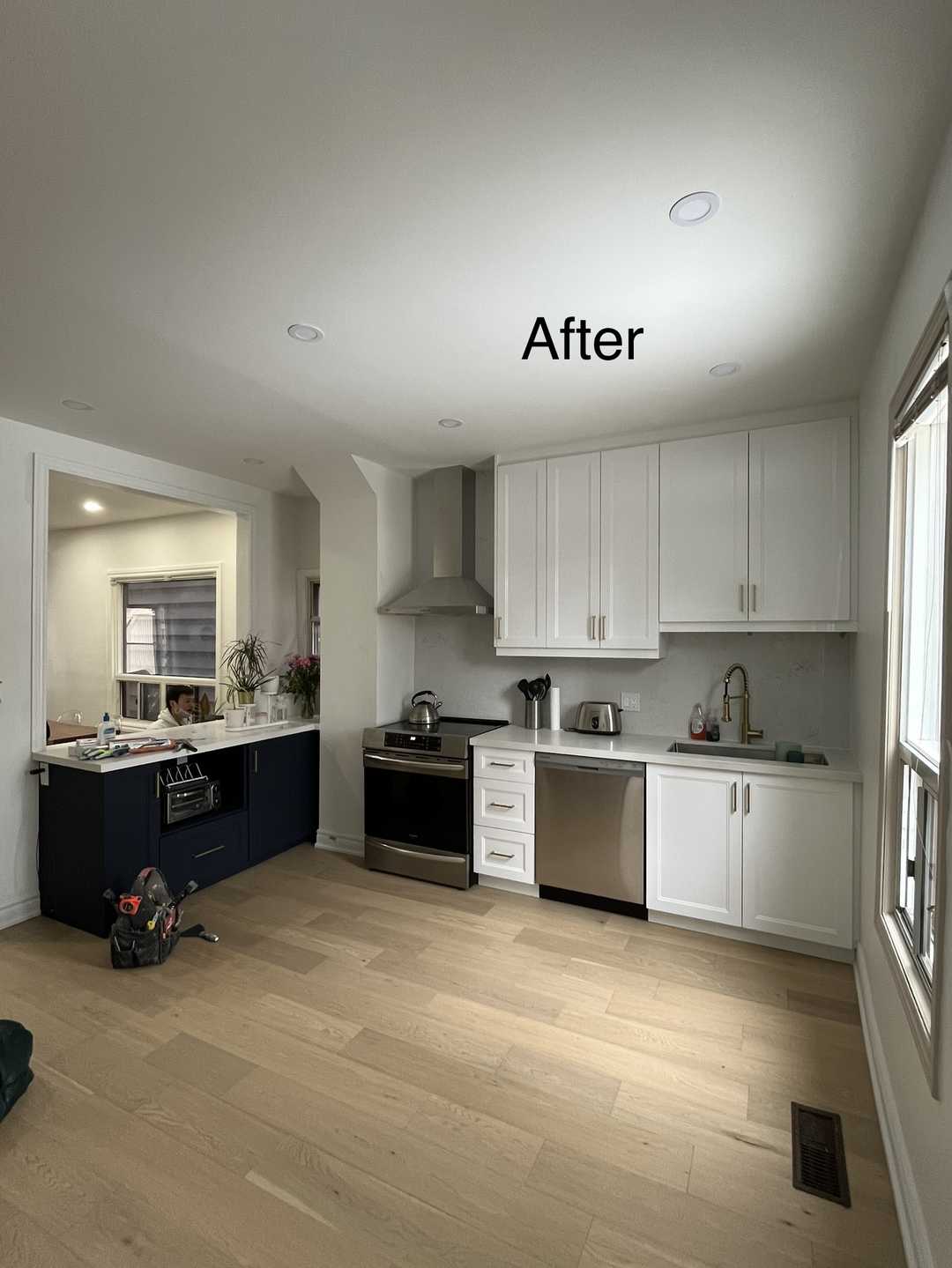 Oak-colored hardwood floor
