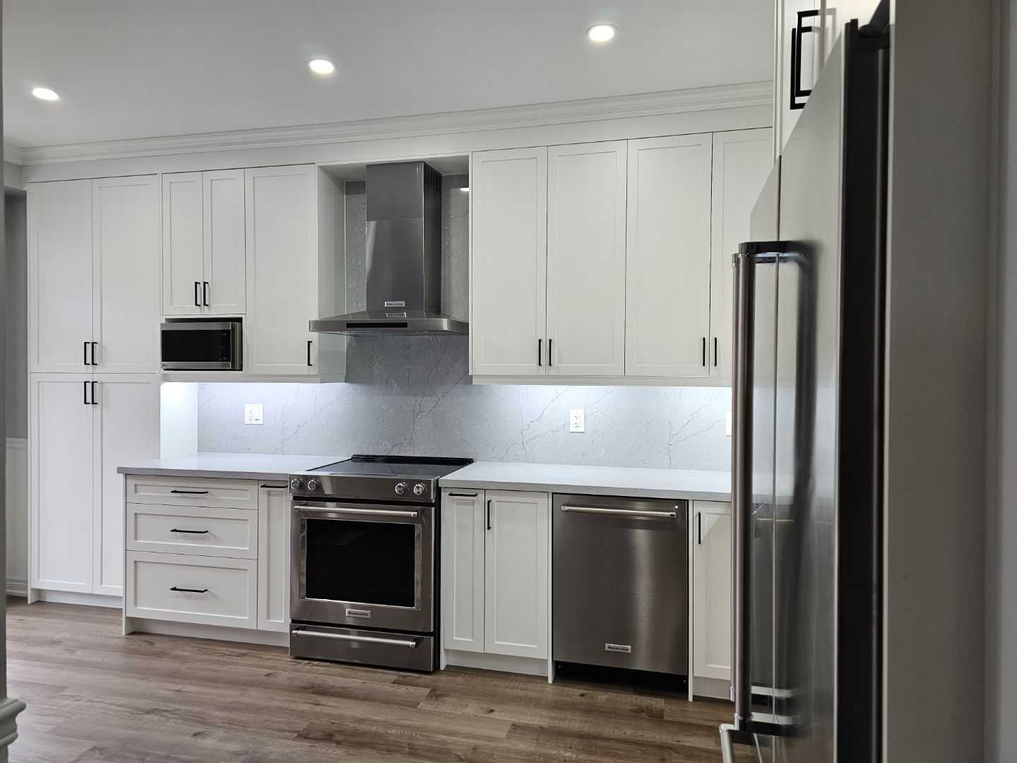 White shaker Built-in customize kitchen cabinets with drawers with brownish - Image 2