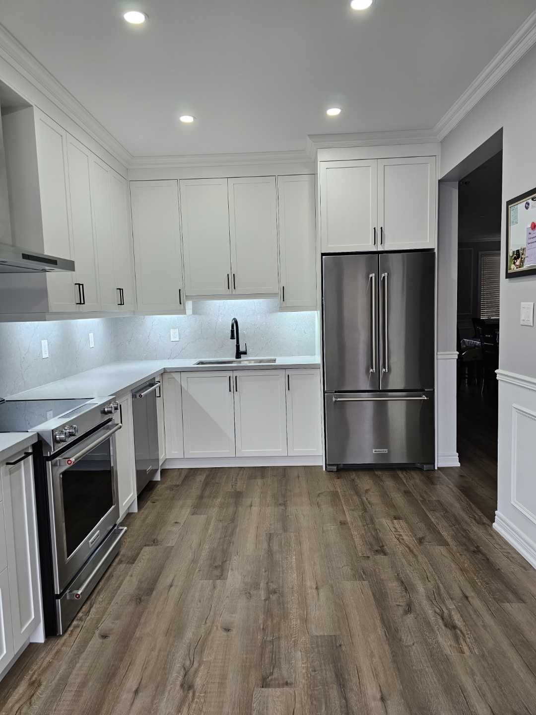 White shaker Built-in customize kitchen cabinets with drawers with brownish - Image 4